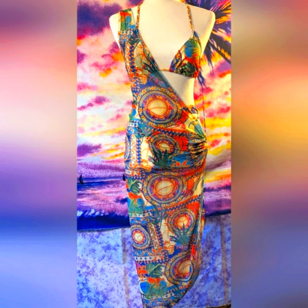 Tahitian 3 pc. Bikini set withNWOT. Size M-L. Boutique.